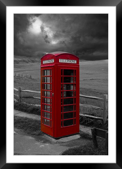 Storm Over Phone Box Framed Mounted Print by Eddie Howland