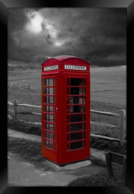 Storm Over Phone Box Framed Print by Eddie Howland