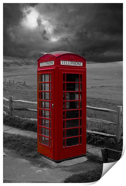 Storm Over Phone Box Print by Eddie Howland