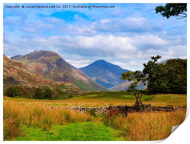 Yewbarrow and Great Gable from Nether Wasdale, Lak Print by Louise Heusinkveld