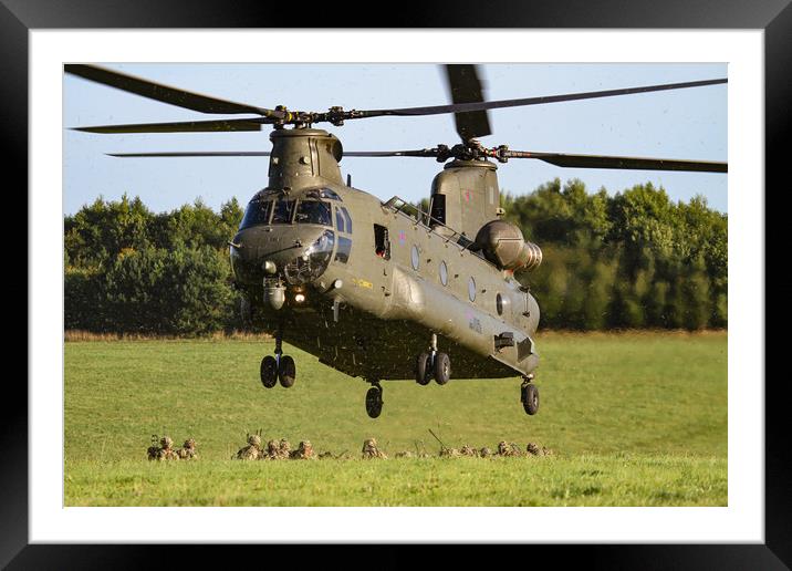 Chinook picking up Troops Framed Mounted Print by Oxon Images