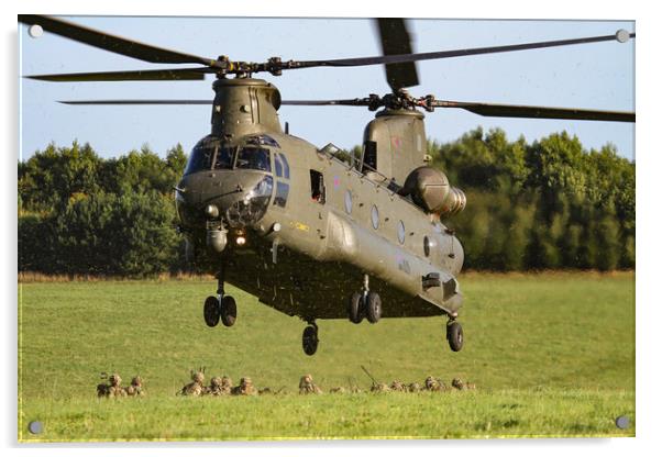 Chinook picking up Troops Acrylic by Oxon Images