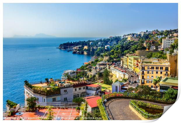 Views of the Neaples Coast, Positano, Ravello, Maiori, Amalfi Print by Dragomir Nikolov