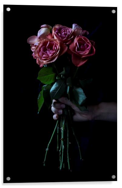 Bouquet of roses Acrylic by Denitsa Karan