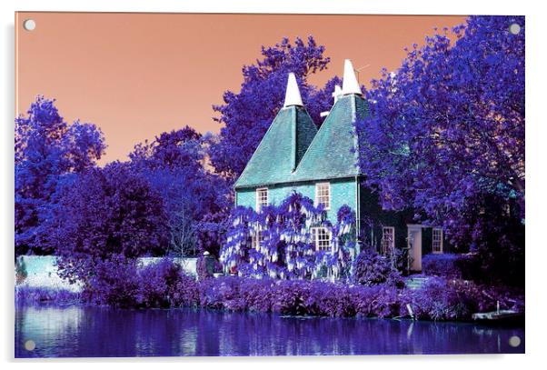 The Blue Oast House Acrylic by Alan Barnes