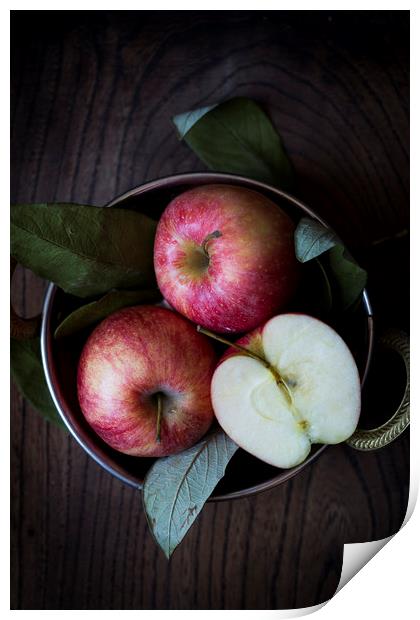 Bowl of red apples Print by Denitsa Karan