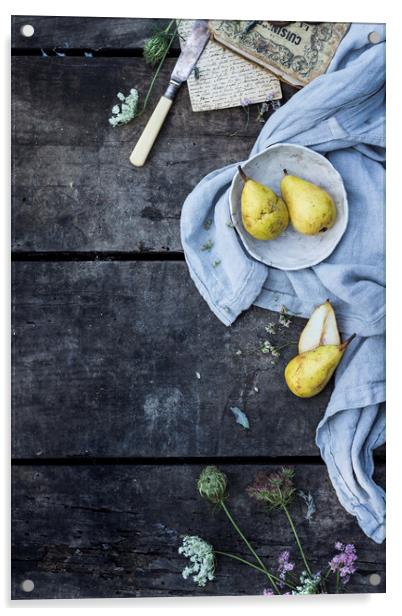 Golden pears Acrylic by Denitsa Karan