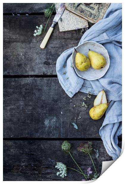 Golden pears Print by Denitsa Karan