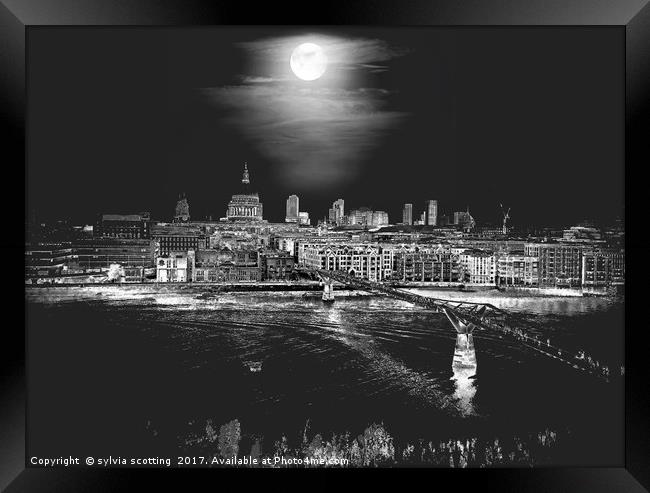 London at night Framed Print by sylvia scotting