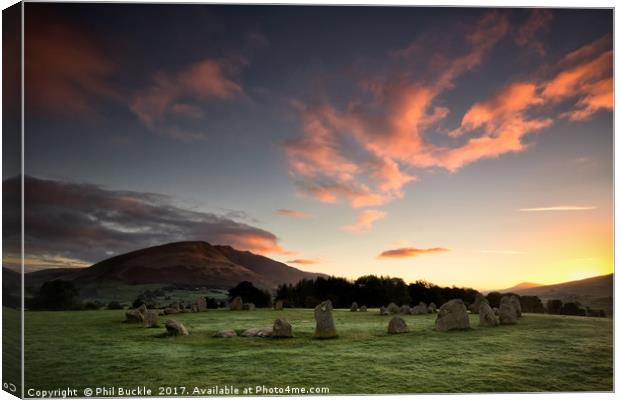 Sunrise at Castlerigg Stone Circle Canvas Print by Phil Buckle