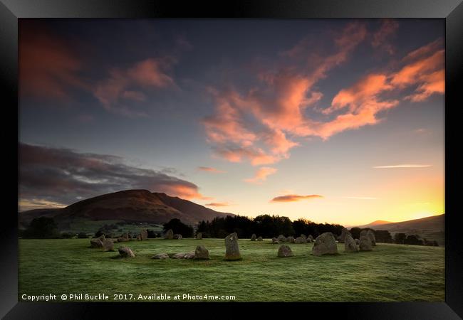 Sunrise at Castlerigg Stone Circle Framed Print by Phil Buckle
