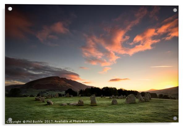 Sunrise at Castlerigg Stone Circle Acrylic by Phil Buckle