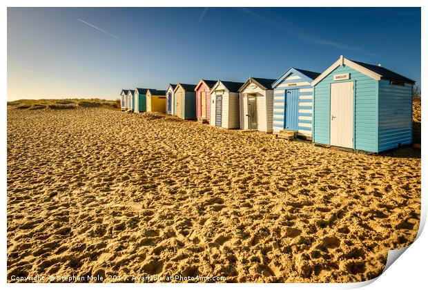 Beach Huts at Southwold Print by Stephen Mole