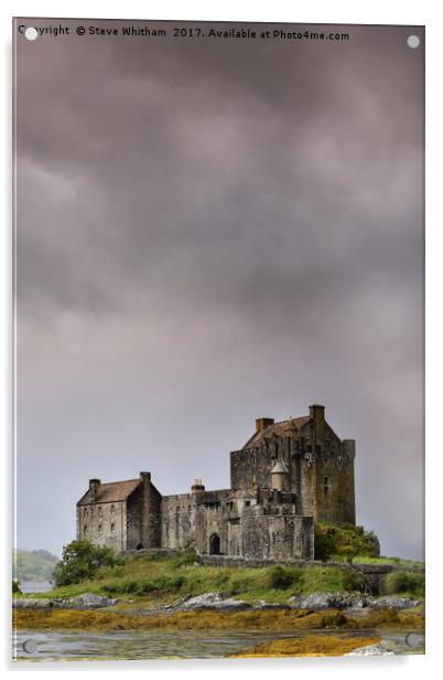 Storm clouds over Eilean Donan. Acrylic by Steve Whitham