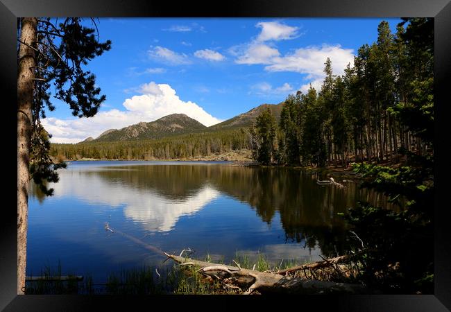 Dreamy Lake in The Rockies Framed Print by Christiane Schulze