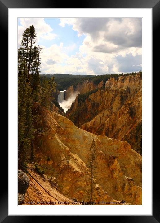 Thundering Waters Of The Yellowstone River Framed Mounted Print by Christiane Schulze