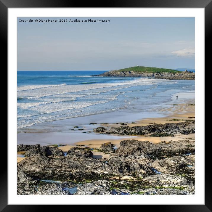 Fistral Beach Newquay Framed Mounted Print by Diana Mower