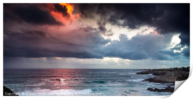Heavy clouds at sunset Print by Elizma Fourie