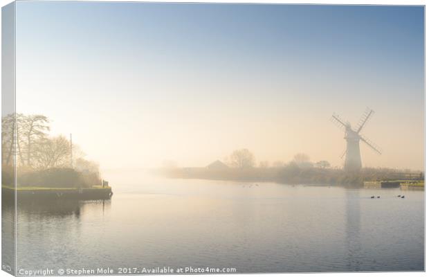 Hazy Morning at Thurne Canvas Print by Stephen Mole
