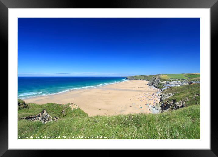 Watergate Bay in Cornwall, England. Framed Mounted Print by Carl Whitfield