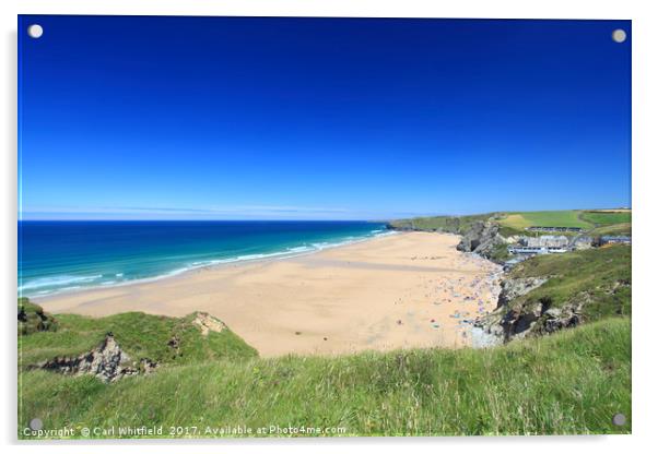 Watergate Bay in Cornwall, England. Acrylic by Carl Whitfield