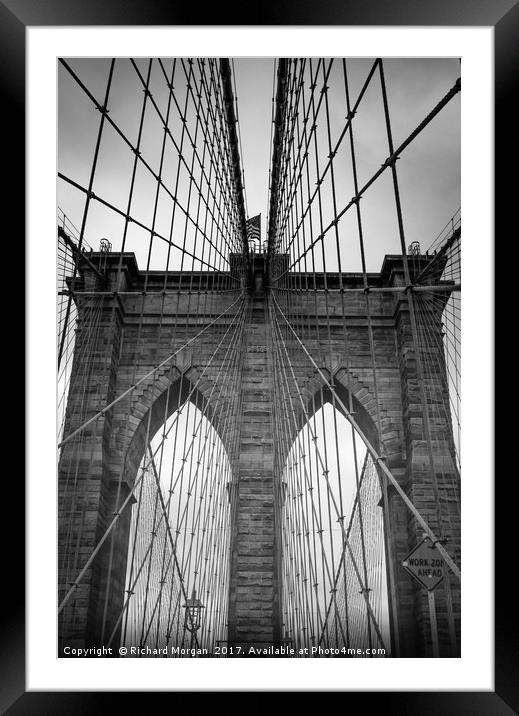 Brooklyn Bridge, New York. Framed Mounted Print by Richard Morgan