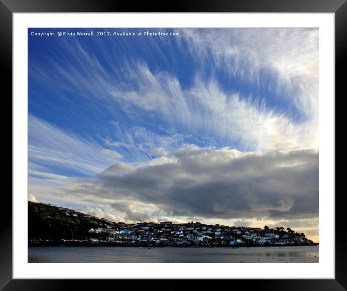 Big skies over Polruan, Fowey Estuary, Cornwall Framed Mounted Print by Elvia Worrall