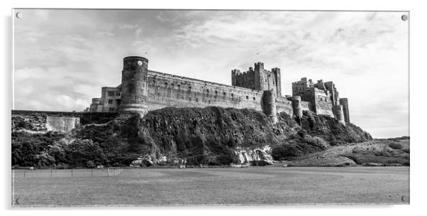 Majestic and Mighty Bamburgh Castle in Mono Acrylic by Naylor's Photography