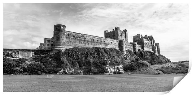 Majestic and Mighty Bamburgh Castle in Mono Print by Naylor's Photography