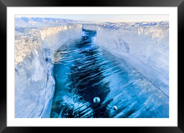 The crack of Baikal ice Framed Mounted Print by Svetlana Korneliuk