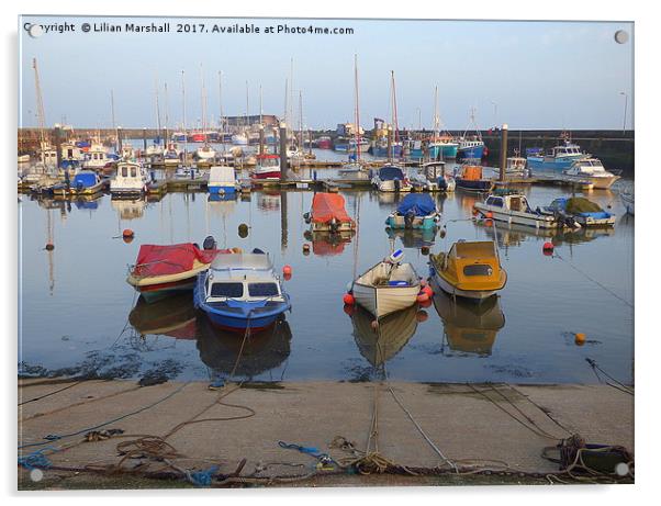 Bridlington Harbour.  Acrylic by Lilian Marshall