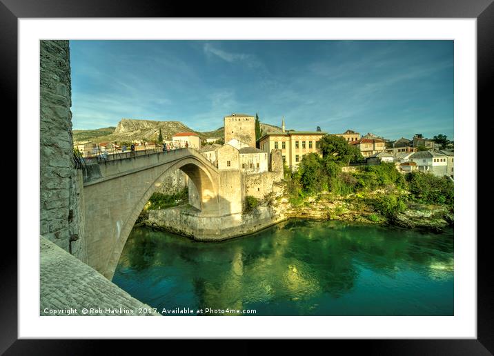 Mostar Bridge  Framed Mounted Print by Rob Hawkins