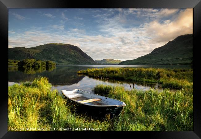 Crummock Water Boat Framed Print by Phil Buckle