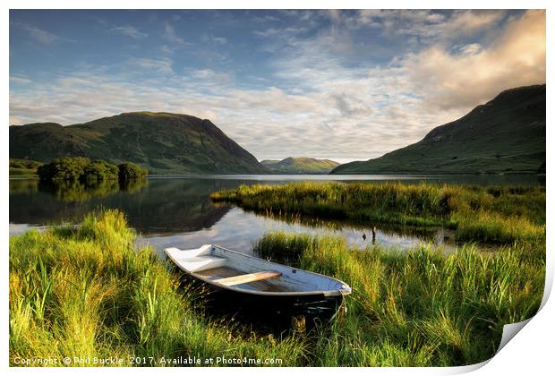 Crummock Water Boat Print by Phil Buckle
