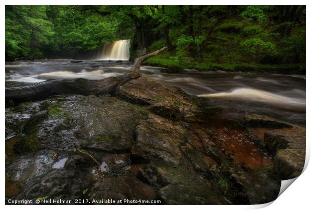 Sgwd Ddwli Isaf, Waterfall Brecon Beacons Print by Neil Holman