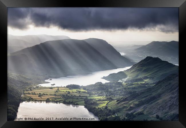 Light Rays over Crummock Water Framed Print by Phil Buckle