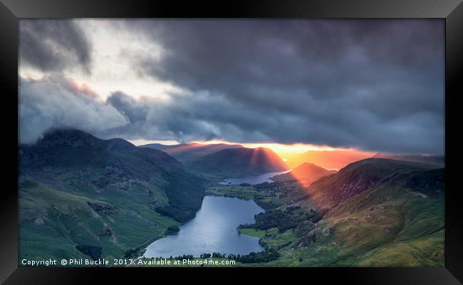 Three Lakes Sunset Framed Print by Phil Buckle