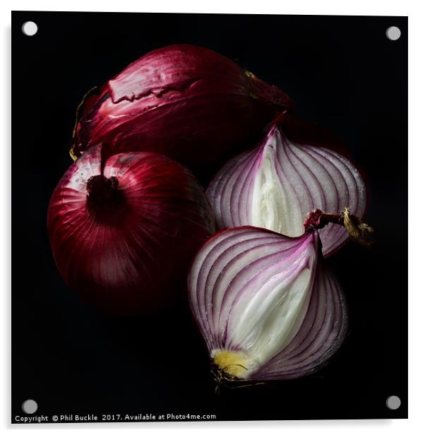 Red Onions Acrylic by Phil Buckle