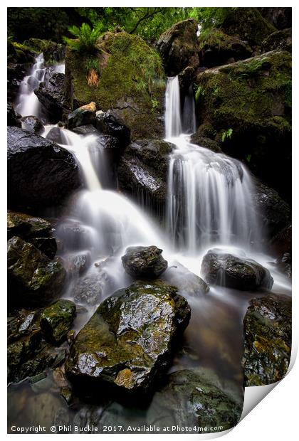 Ladore Falls Wet Rocks Print by Phil Buckle