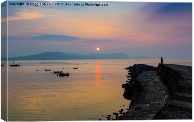 Sunrise on the Cobb, Lyme Regis 2 Canvas Print by Maggie McCall