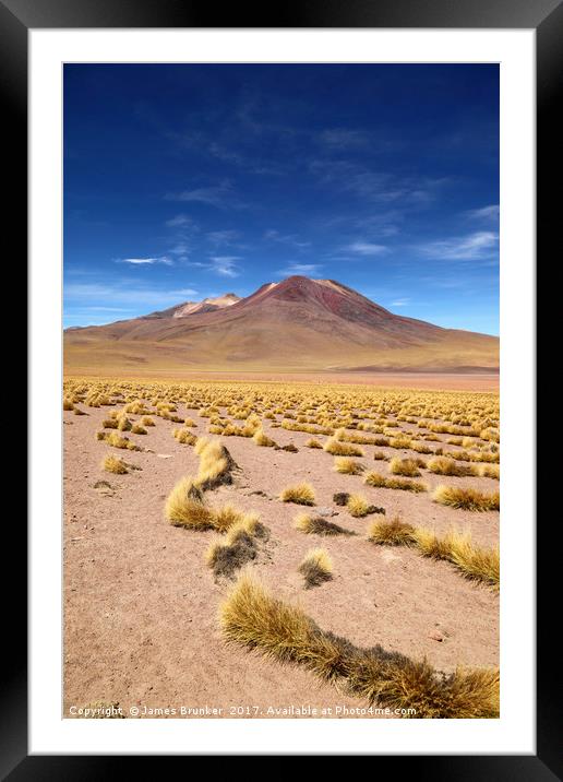 El Tatio volcano and Puna Grassland Chile Framed Mounted Print by James Brunker