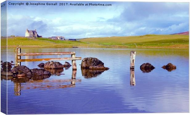 The Tranquil Loch of Tingwall Shetland Canvas Print by Josephine Gornall