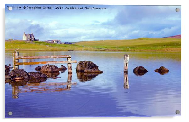 The Tranquil Loch of Tingwall Shetland Acrylic by Josephine Gornall