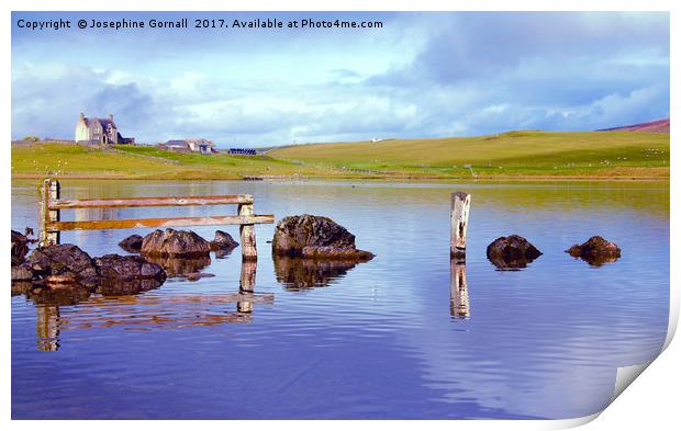 The Tranquil Loch of Tingwall Shetland Print by Josephine Gornall