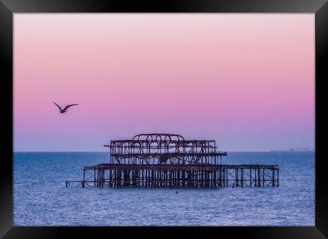 Sunset Beauty at West Pier Framed Print by Beryl Curran