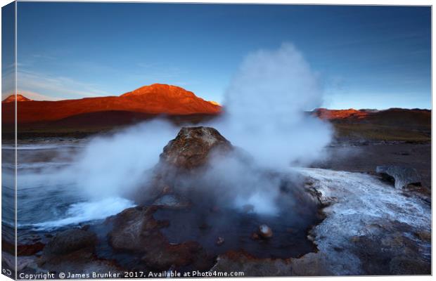 El Tatio Geyser Field at Sunset Chile Canvas Print by James Brunker