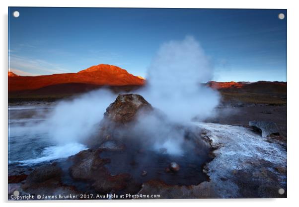 El Tatio Geyser Field at Sunset Chile Acrylic by James Brunker