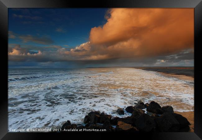 Winter Sunset at Westward Ho! Framed Print by Carl Whitfield