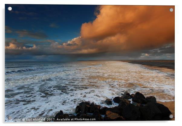 Winter Sunset at Westward Ho! Acrylic by Carl Whitfield
