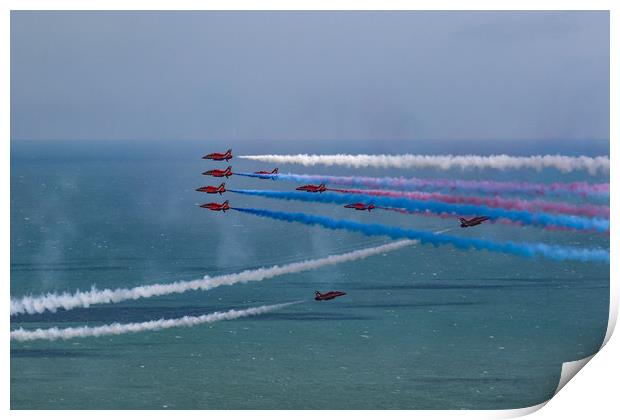 Red Arrows Goose Formation at Eastbourne Print by Oxon Images